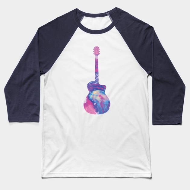 Acoustic Guitar Watercolor Texture Baseball T-Shirt by nightsworthy